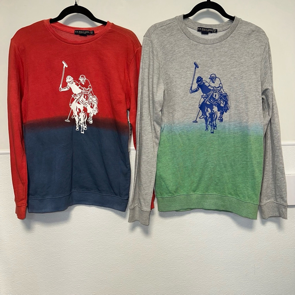 Lot of 2 Youth U.S. Polo Assn. Sweatshirt XXL Red/Navy Ombré 1 NWT 1 NWOT (18) - Picture 1 of 14